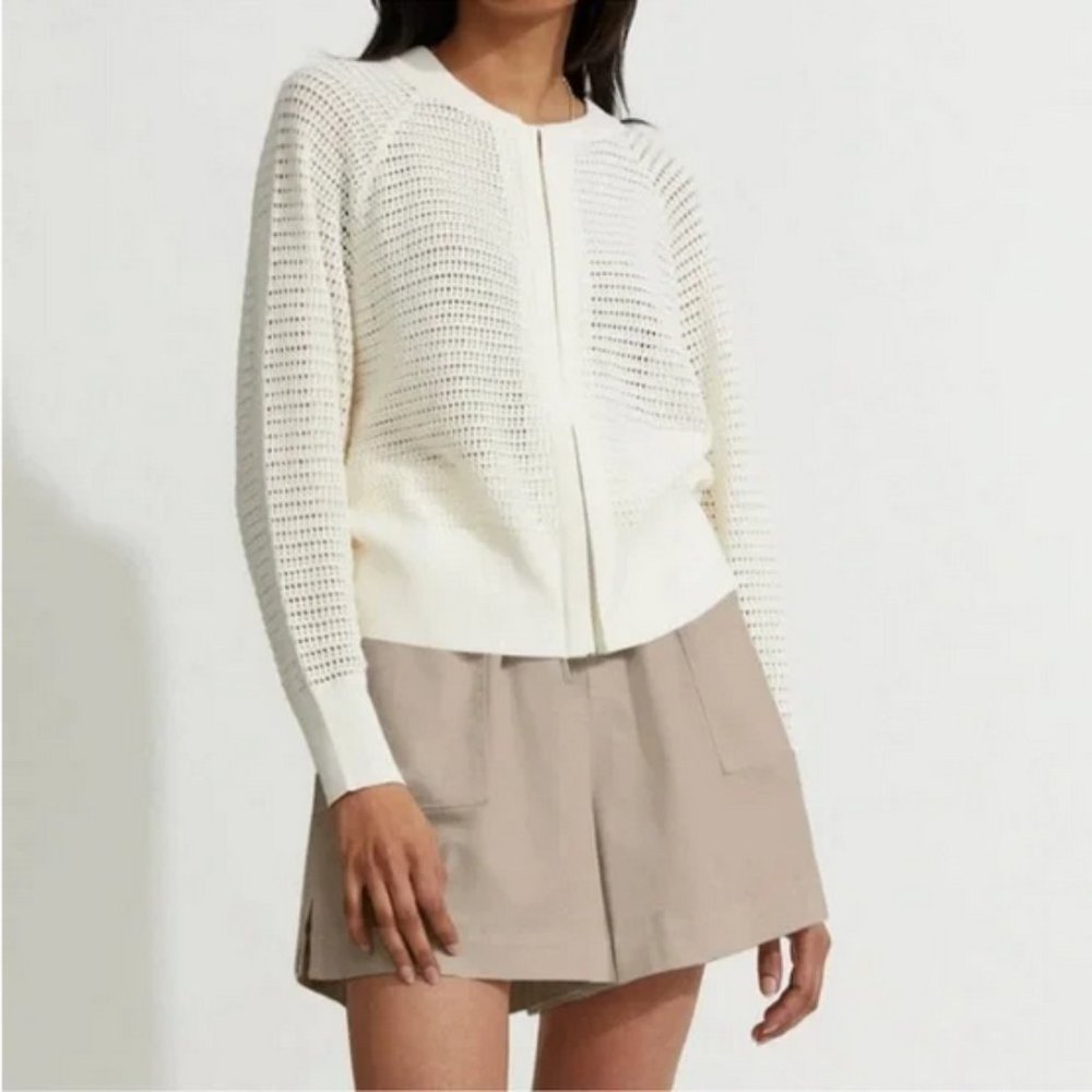 Varley Cameron Knit Zip Sweater in Off White / Ivory